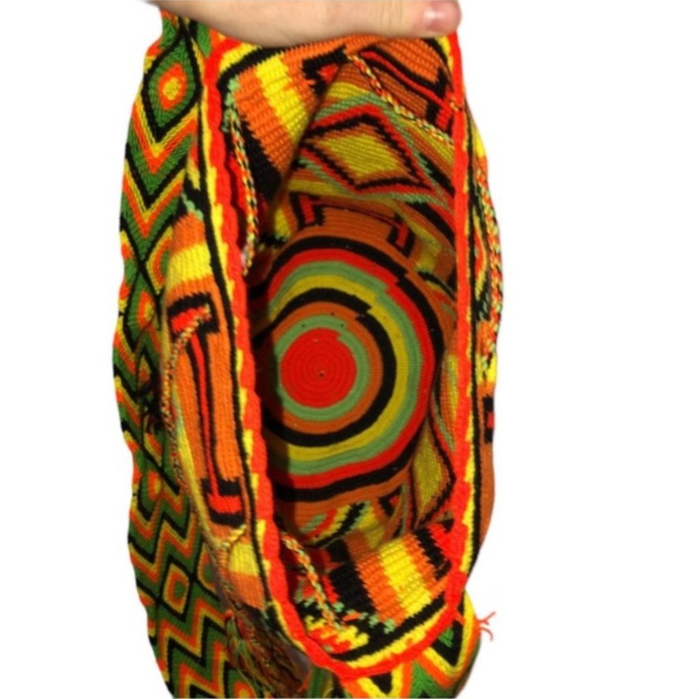 Guava Wayuu Colombian NEW orange green black Hand Woven Cross Body Bag … - Picture 4 of 5